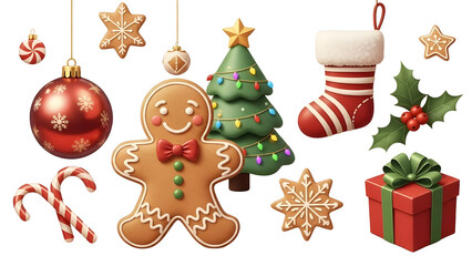 Christmas Clipart Collection &ndash; Gingerbread, Tree, Stocking, Gifts, Candy Canes, and Ornaments PNG