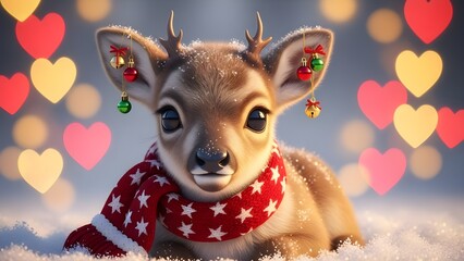 reindeer with red heart