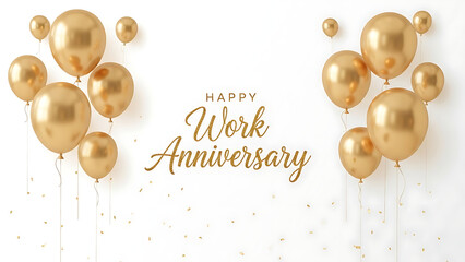 Celebrating a Work Anniversary with Golden Balloons and Confetti
