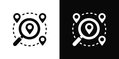 Tracking Icon Set White Black Background Style