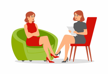 A therapist engages in a thoughtful conversation with a client in a modern setting, promoting mental health awareness, communication, and understanding in a comforting environment.