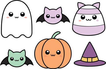 Halloween Spooky Cute Clipart Set. Spooky Cute Halloween Elements Pack. Cute Halloween Icons in Clean Outline. Halloween Cute Character Clipart Set. Spooky Halloween Kids Style Clipart. Cute Ghost