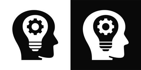 Mindset Shift Icon White And Black Background Style