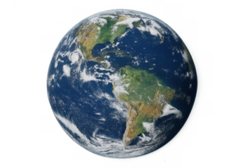 Earth globe showing america and south america reflecting global connection and environmental concern on transparent background