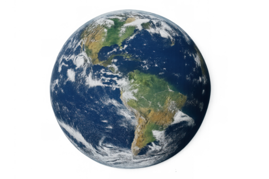 Earth globe showing america and south america reflecting global connection and environmental concern on transparent background - Powered by Adobe