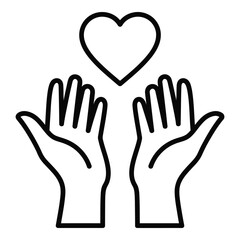 Fototapeta premium Hands holding a heart conceptual line art illustration design vector