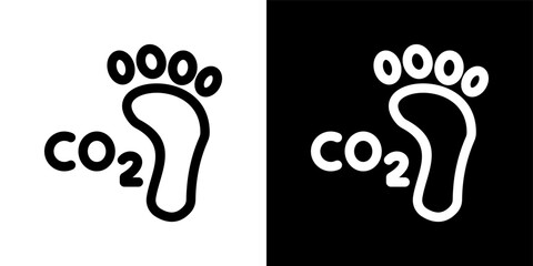 Carbon Footprint Icon Set in Outline Black and White Style Vector Illustration