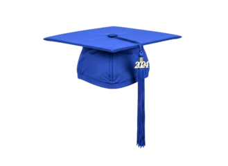 Blue Graduation Cap Isolated on White