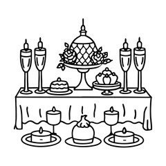 Vector illustration set of cartoon dessert and coffee icons for restaurant and bakery design