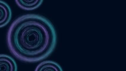 Futuristic abstract background with glowing neon circular ripples in purple and teal tones on a dark space, perfect for technology themes, music visuals, digital interfaces, AI concepts, and modern gr