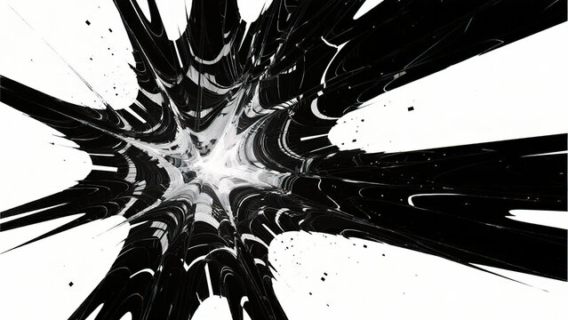 Abstract black and white dynamic shapes
