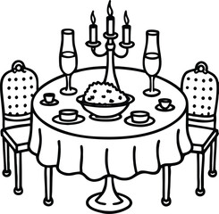 Birthday cake vector illustration with wine glass and bottle set design for a party celebration