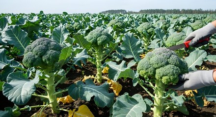 broccoli plants and broccoli harvesting activities