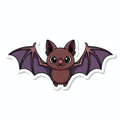 Obraz premium Adorable Cartoon Bat Flying with Big Eyes