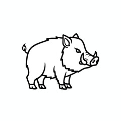 Obraz premium Simple Line Art of a Wild Boar