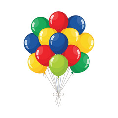 Vibrant bunch of colorful balloons floating against a clean white background © Sharmin