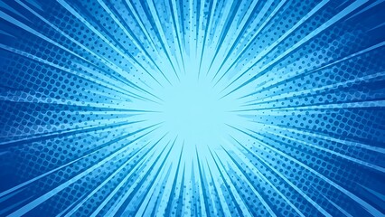 Dynamic blue comic book page background with zoom effect for superhero stories and action scenes