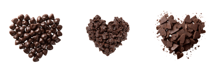 Delicious chocolate hearts on transparent background food art sweet treats studio view