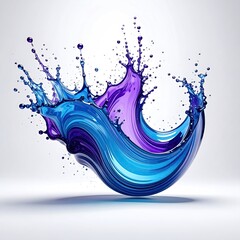 Abstract fluid splash of vibrant blue and purple liquid