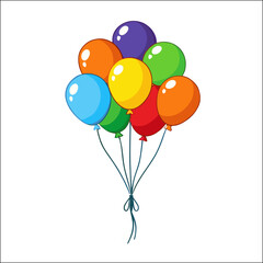 Colorful birthday party balloons isolated on white background decoration vector illustration bunch