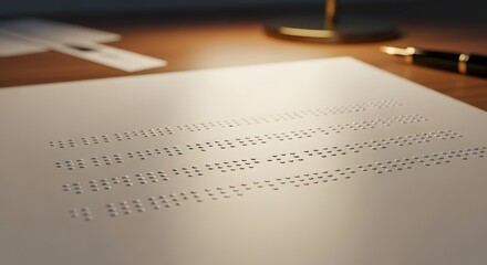 A highly detailed look at raised braille dots on smooth white paper