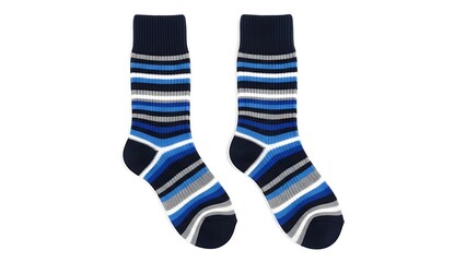 Pair of Striped Socks with Blue and Gray Colors