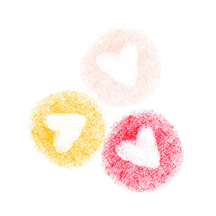 Three Grunge Colorful Hearts transparent png