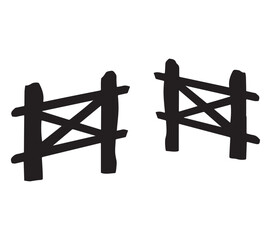 Obraz premium Two rustic wooden fence sections creating a simple gate silhouette