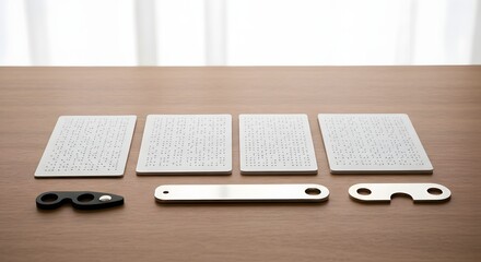 A gentle organized layout of braille materials.