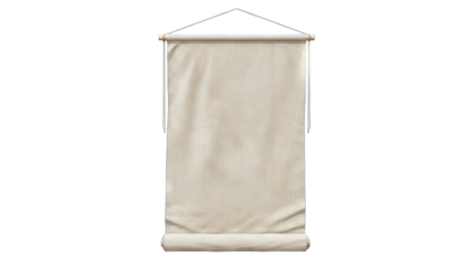 Blank Canvas Banner Hanging on White Background