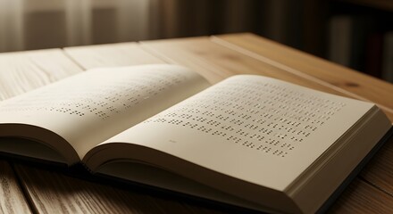 An open braille page resting in a calm, warm reading space