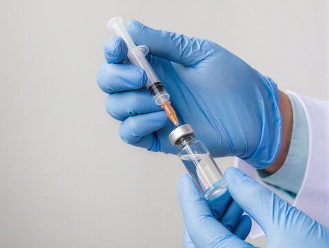 vaccines fight against virus covid-19 corona virus, doctor or scientist in laboratory holding a syringe with liquid vaccines for children or older adults, Concept-diseases, medical care, science