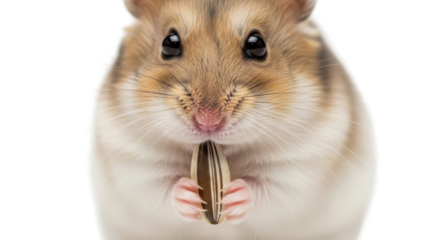 Hamster eating a sunflower seed isolated PNG with Transparent Background