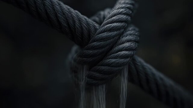 Video A close-up shot of a knot on a rope, useful for outdoor and adventure-related contexts