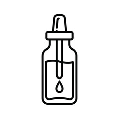 Dropper Bottle Icon with Liquid Drop - Serum, Essential Oil, or Medicine Vial Line Art