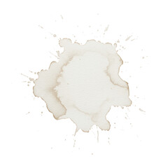Delicate, translucent light beige watercolor splash with soft, feathered edges and subtle splatters, centered on a transparent background with copy space, minimalist artistic serenity