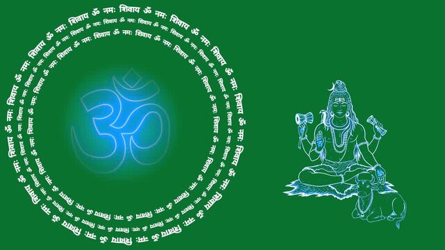 Om Namah Shivaye Text and Lord Shiva Green Screen