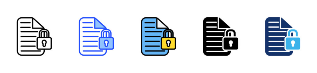 Locked File Icon Collection With Multiple Styles