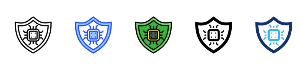 Data Shield Icon Collection With Multiple Styles