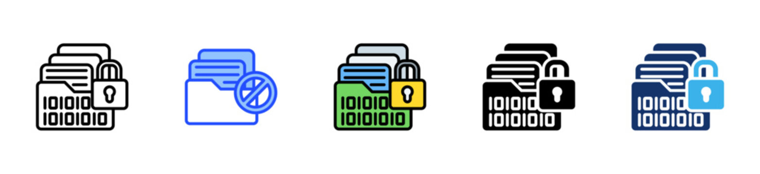 Encrypted Data Icon Collection With Multiple Styles