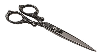 Professional Stainless Steel Scissors, Sharp Cutting Tool for Sewing, Tailoring and Craft Isolated on Transparent Background