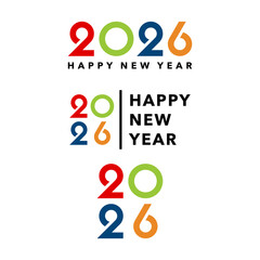 New Year 2026 logo design template set