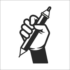 Black vector illustration of a hand holding a bottle of wine or champagne drawing