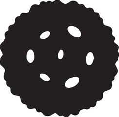 Black silhouette of a cookie with oval cutouts on a white background