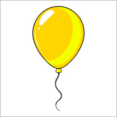 Yellow balloon isolated on white background vector illustration for birthday party celebration decoration fun