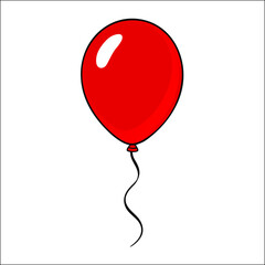 Red helium balloon isolated on a white background for birthday party celebration