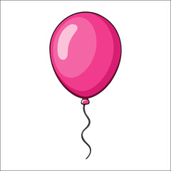 Pink helium toy balloon isolated on white background for birthday party celebration