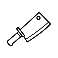 Meat Cleaver Outline Vector Icon