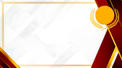 Clean and luxurious certificate background featuring white geometric textures with gold and red decorative accents, perfect for awards, diplomas, and professional recognition templates.