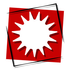 virus, red banner in a frame. Vector illustration on a white background.